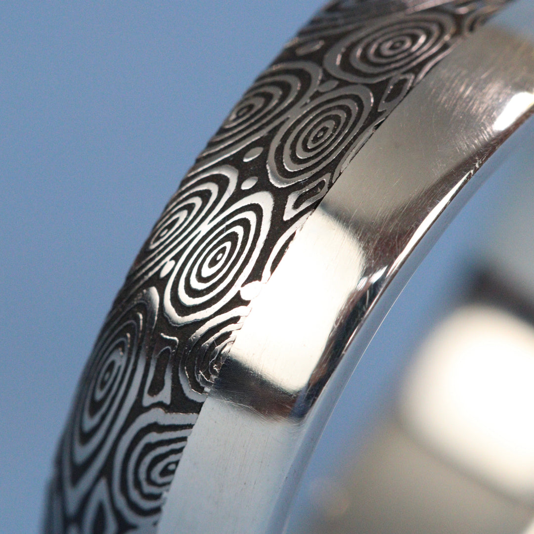 Damascus Steel & Silver Wedding Rings