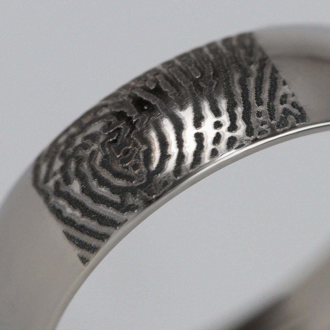 Engraved Fingerprint Wedding Rings