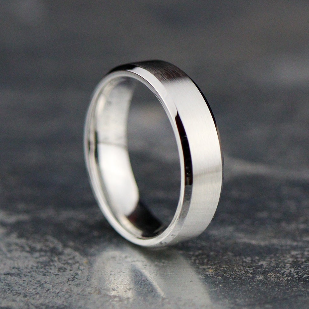 Bevelled Edge Cobalt Wedding Ring - The Crookes Valley Ring