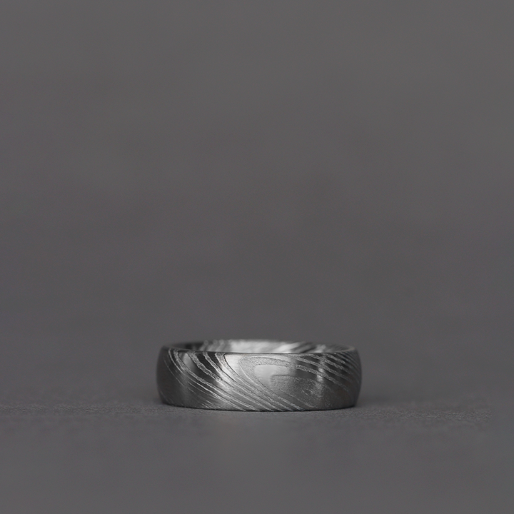 Damascus Stainless Steel Ring Woodgrain Effect - The Wyming Brook