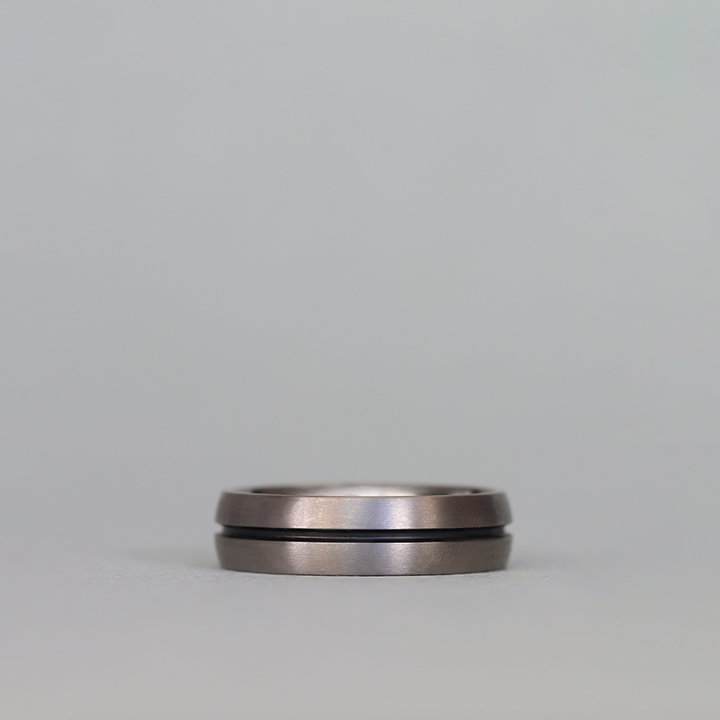 Black Oxidised Channel Brushed Titanium Wedding Ring - The Greystones Ring - Made-to-Order