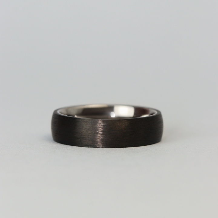 Titanium and Carbon Fibre Brushed Effect Wedding Ring - The Apex