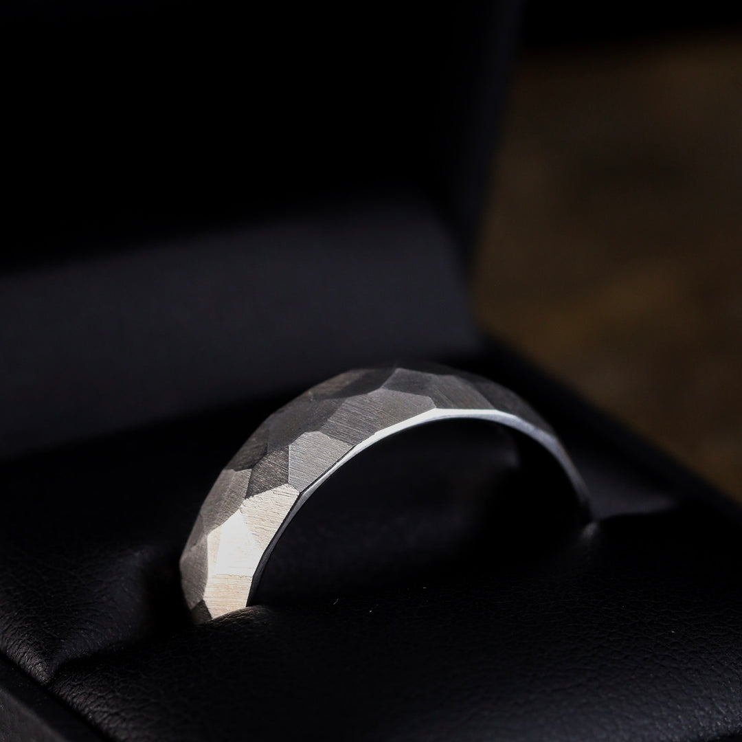 Hammered Effect Stainless Steel Wedding Ring - The Rivelin Valley