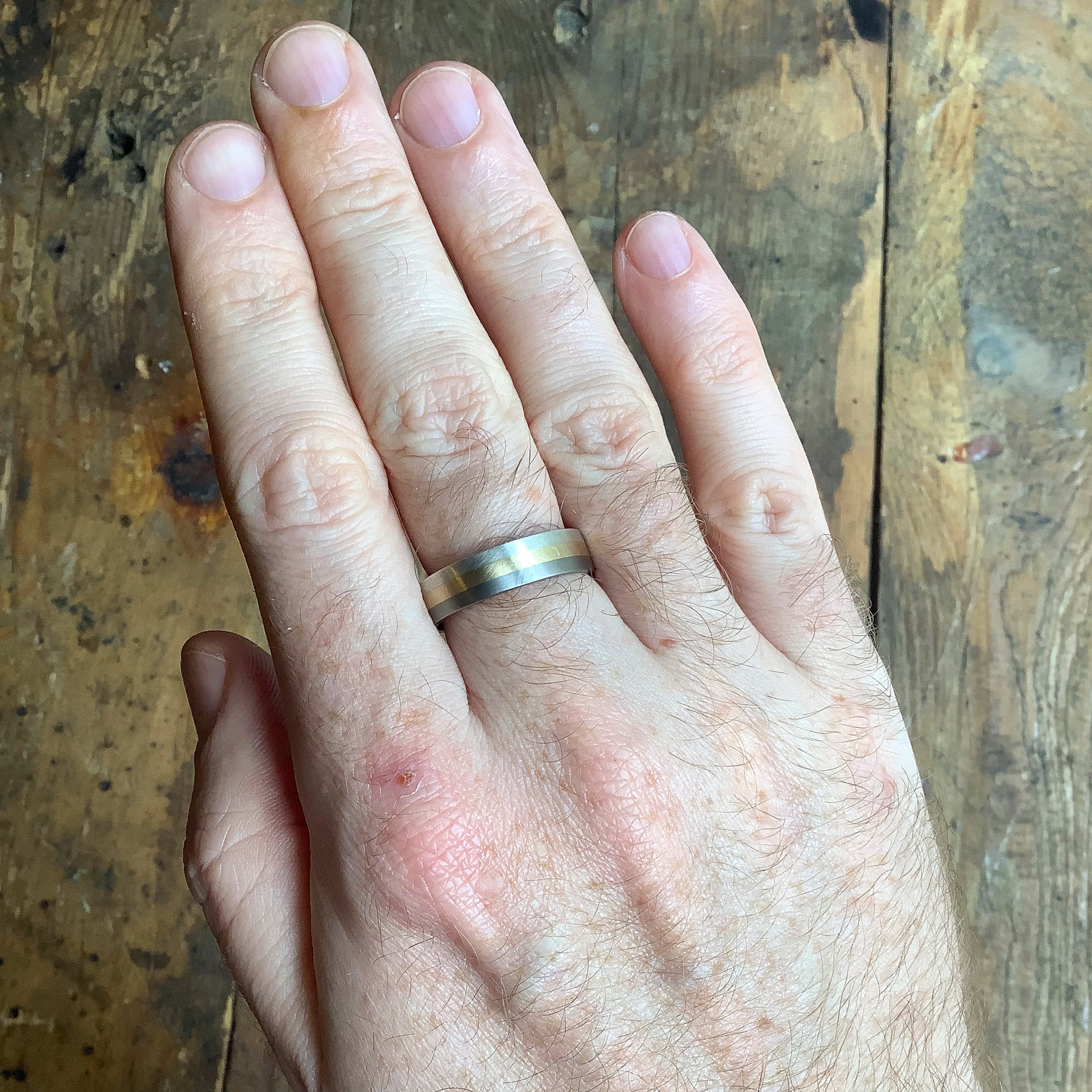 Titanium and online gold wedding band