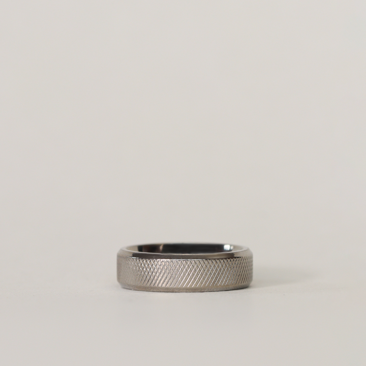 *End of Line* Knurled Effect Bevelled Edge Titanium Wedding Ring - The Wharncliffe