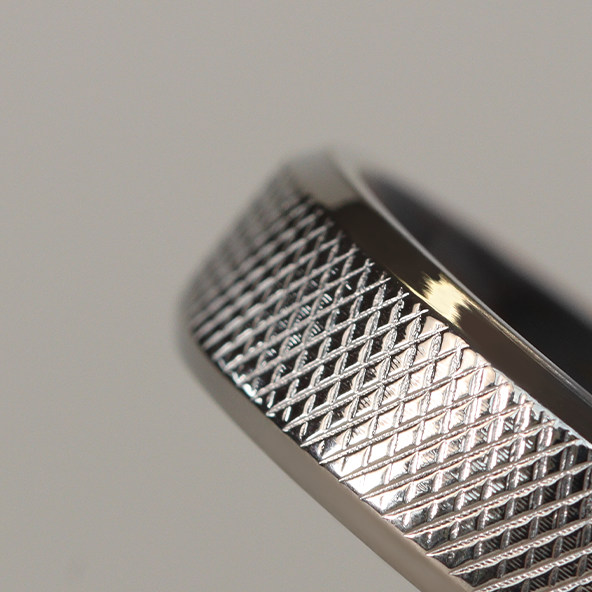 *End of Line* Knurled Effect Bevelled Edge Titanium Wedding Ring - The Wharncliffe