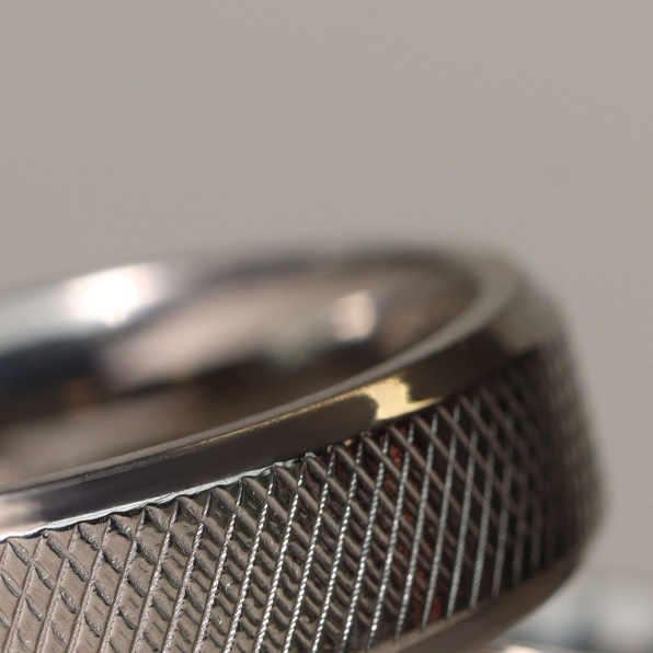 *End of Line* Knurled Effect Bevelled Edge Titanium Wedding Ring - The Wharncliffe