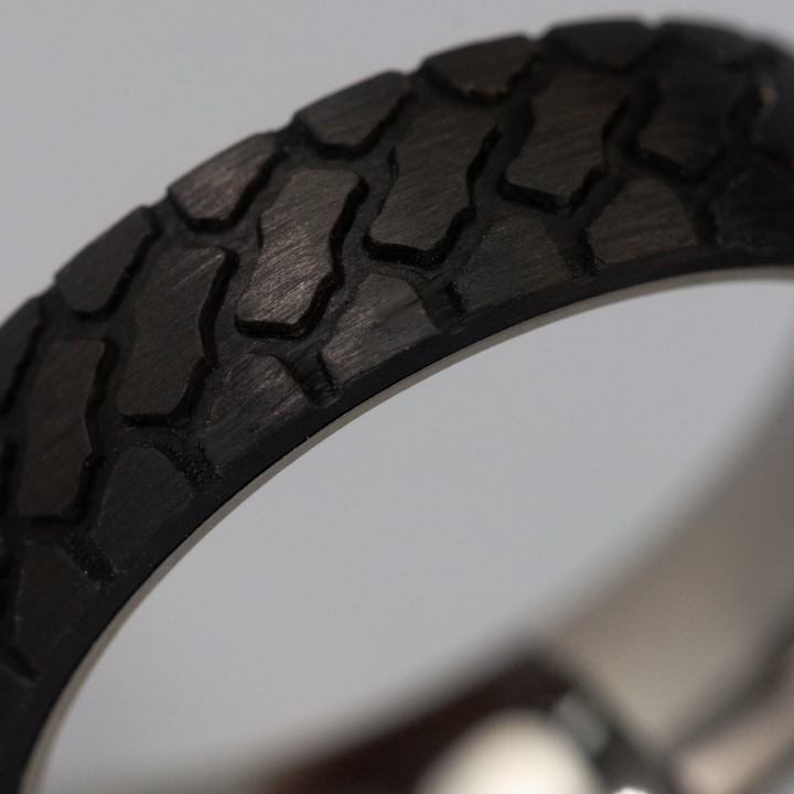 Titanium and Carbon Fibre Tyre Effect Wedding Ring - The Marshal