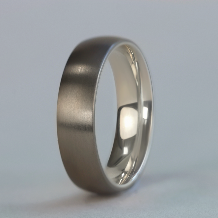 Rose or Yellow Gold Inside Wrap Titanium Wedding Ring - The Ladybower - Made-to-Order