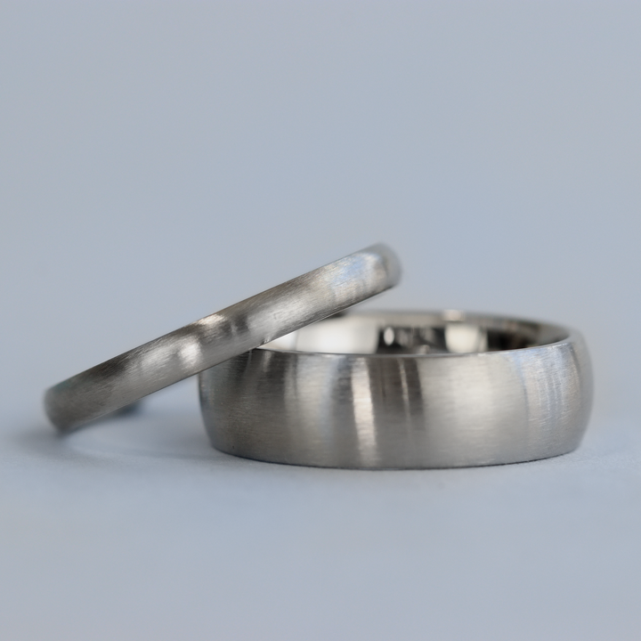 Matching Wedding Ring Set - Millhouses & Winter Gardens - Matt/Satin Stainless Steel Court Fit Wedding Rings