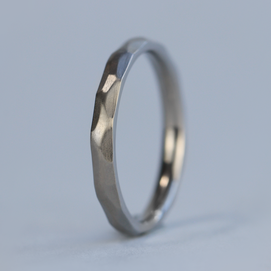 Matching Wedding Ring Set - Rivelin Valley & Beauchief - Hammered Effect Stainless Steel Court Fit Wedding Rings