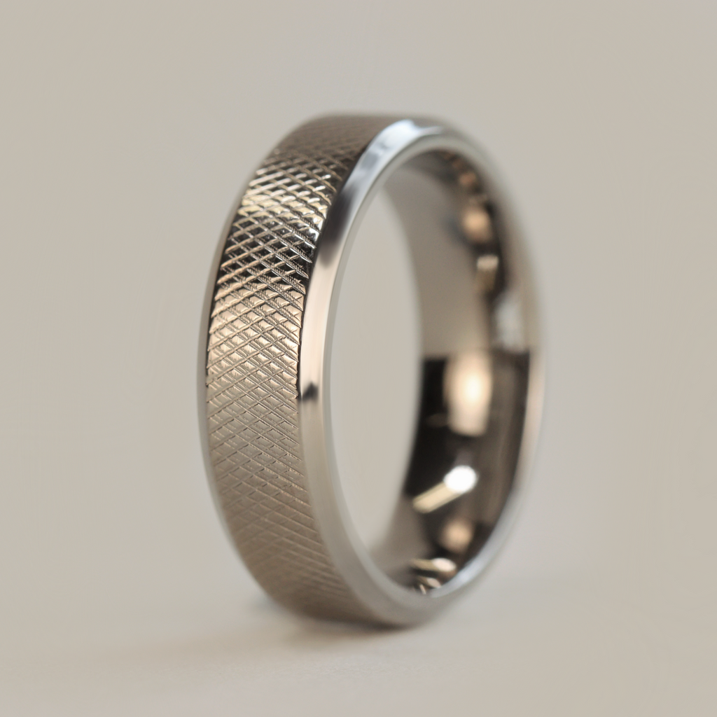 Knurled effect wedding ring