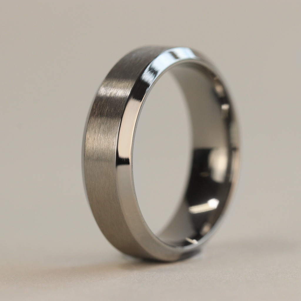 Bevelled Edge Titanium Wedding Ring