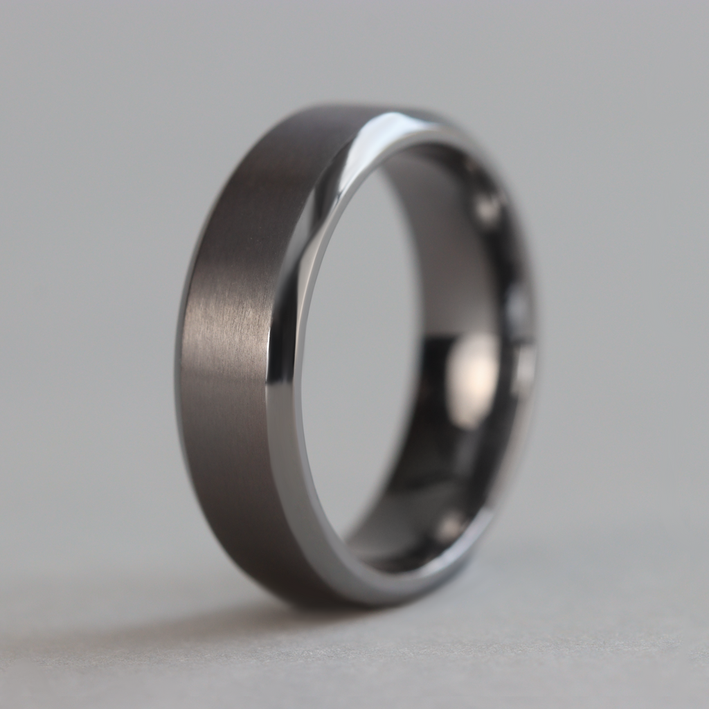 Bevelled Edge Tantalum Wedding Ring 