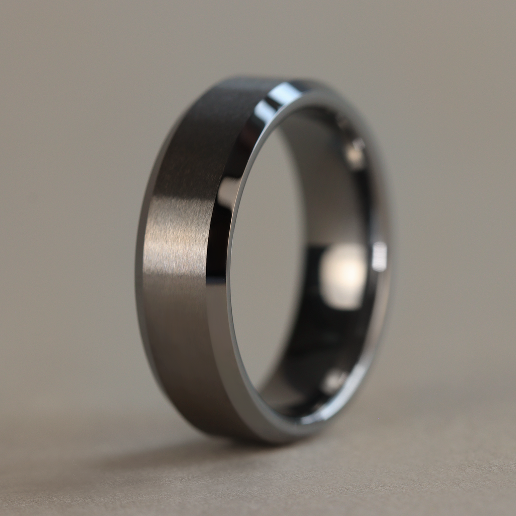 Bevelled Edge Tungsten Wedding Ring - The Crookes Valley Ring