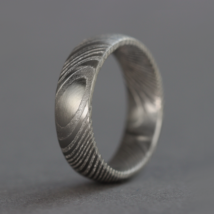 Damascus steel wedding ring