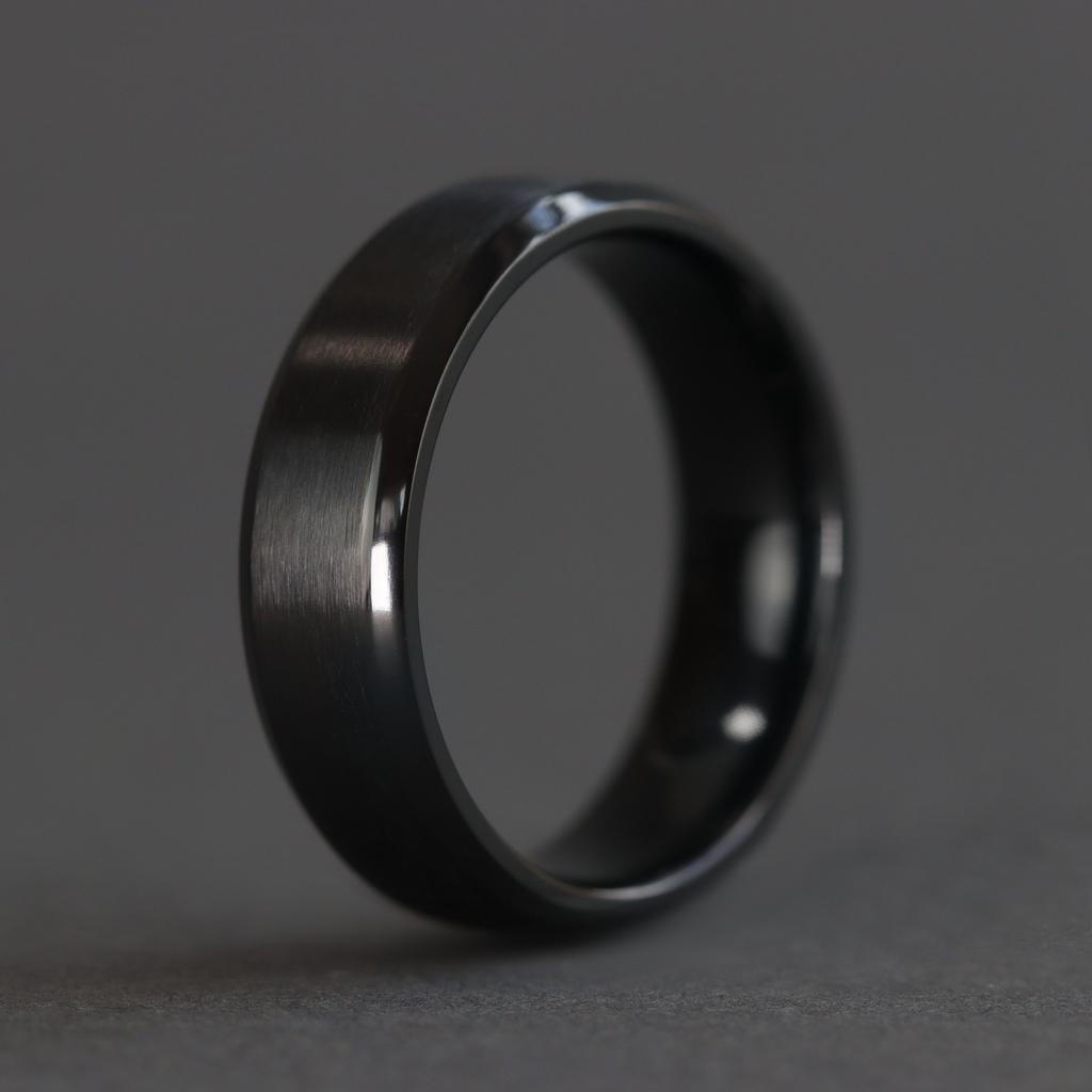 Black zirconium wedding ring 