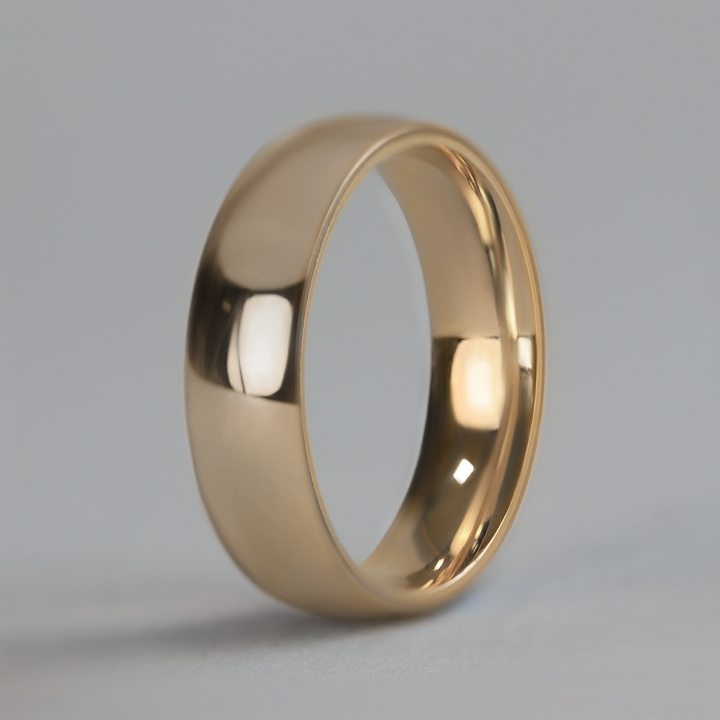 Polished Light Court Shaped Precious Metal Wedding Band - The Ruskin Green Ring - Made-to-Order