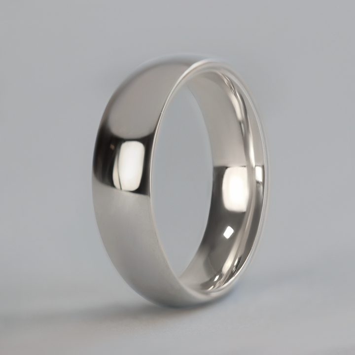 Polished Light Court Shaped Precious Metal Wedding Band - The Ruskin Green Ring - Made-to-Order