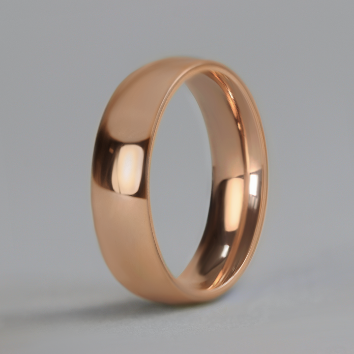 Polished Light Court Shaped Precious Metal Wedding Band - The Ruskin Green Ring - Made-to-Order