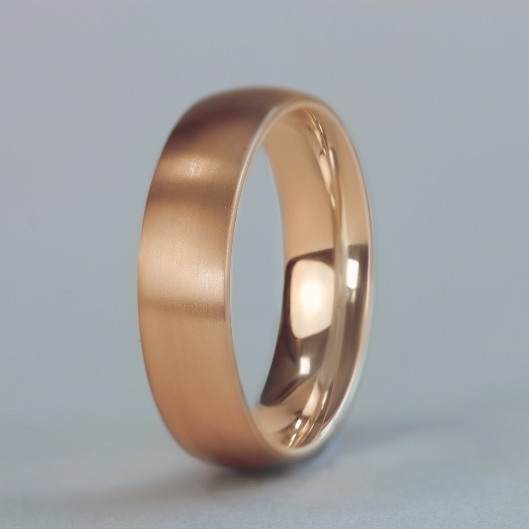 Matt/Satin Finish Light Court Shaped Precious Metal Wedding Band - The Millhouses Ring - Made-to-Order