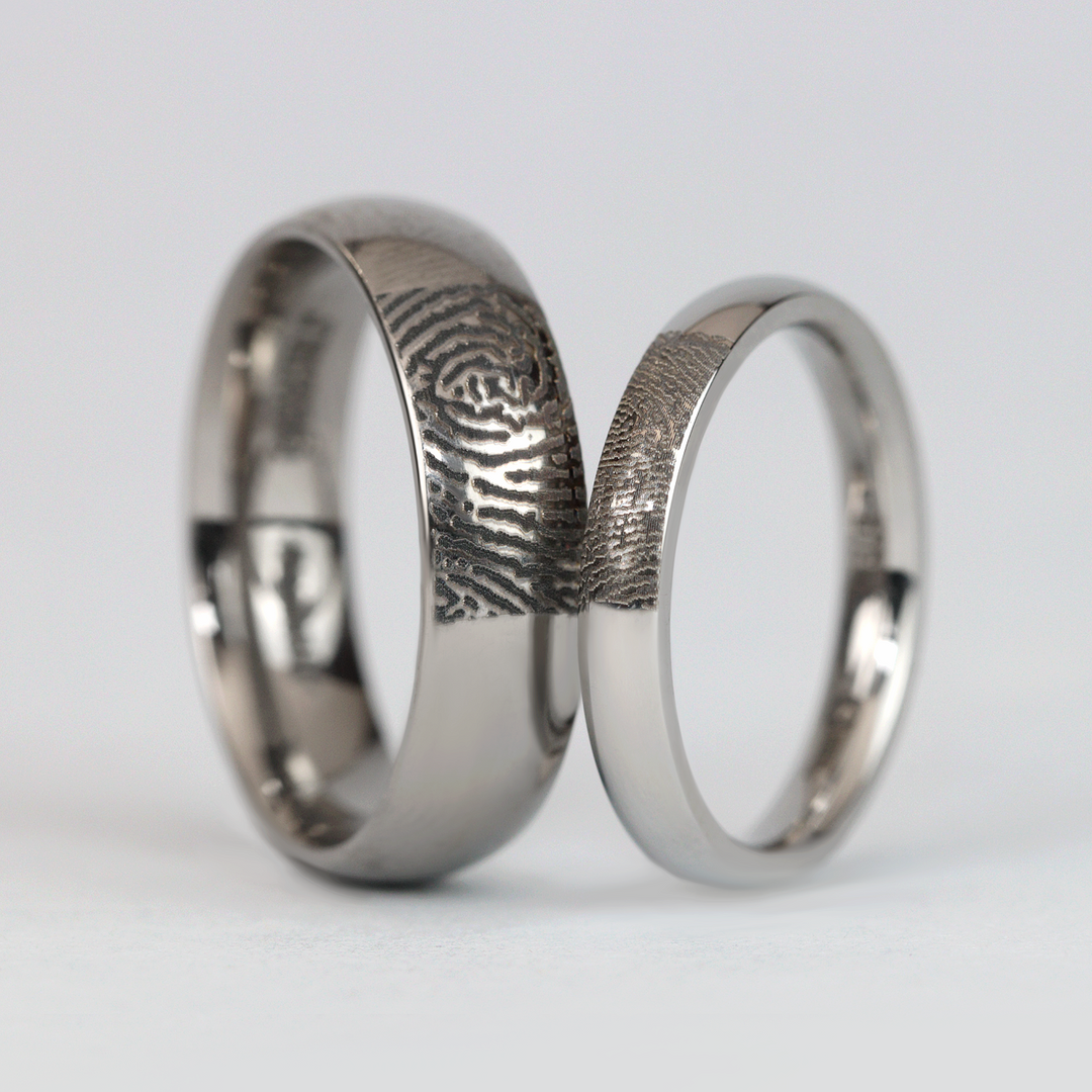 Slim Personalised Fingerprint Ring - The Ruskin 2.0 Polished Stainless Steel Ring