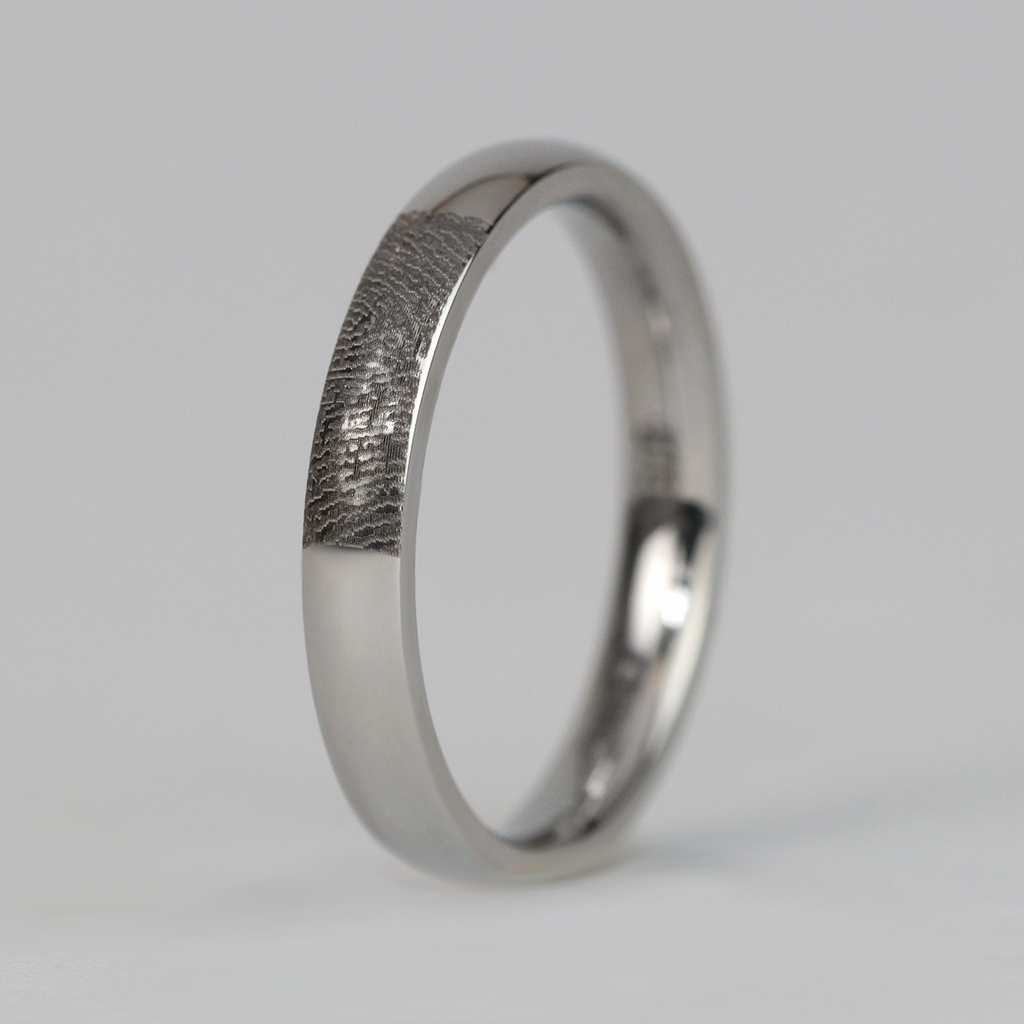 Slim Personalised Fingerprint Ring - The Ruskin 2.0 Polished Stainless Steel Ring