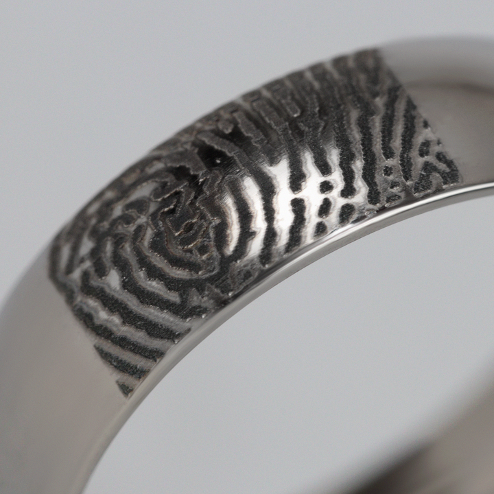 Slim Personalised Fingerprint Ring - The Ruskin 2.0 Polished Stainless Steel Ring