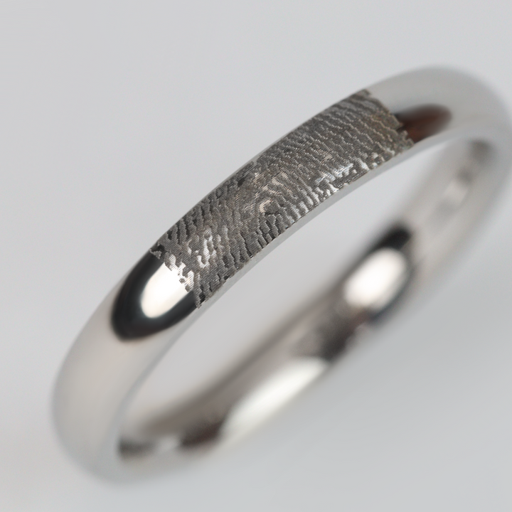 Slim Personalised Fingerprint Ring - The Ruskin 2.0 Polished Stainless Steel Ring