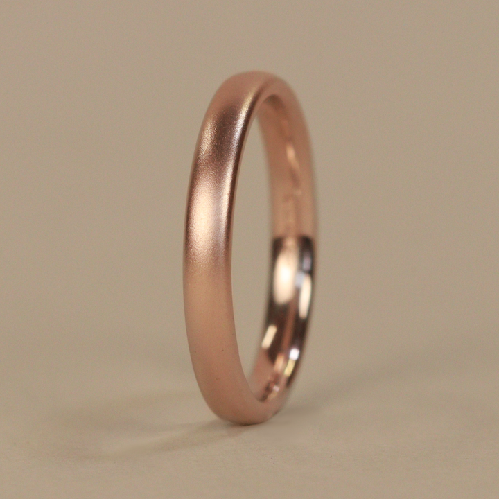 Slim Matt/Satin Precious Metal Wedding Ring - The Winter Gardens - Made-to-Order