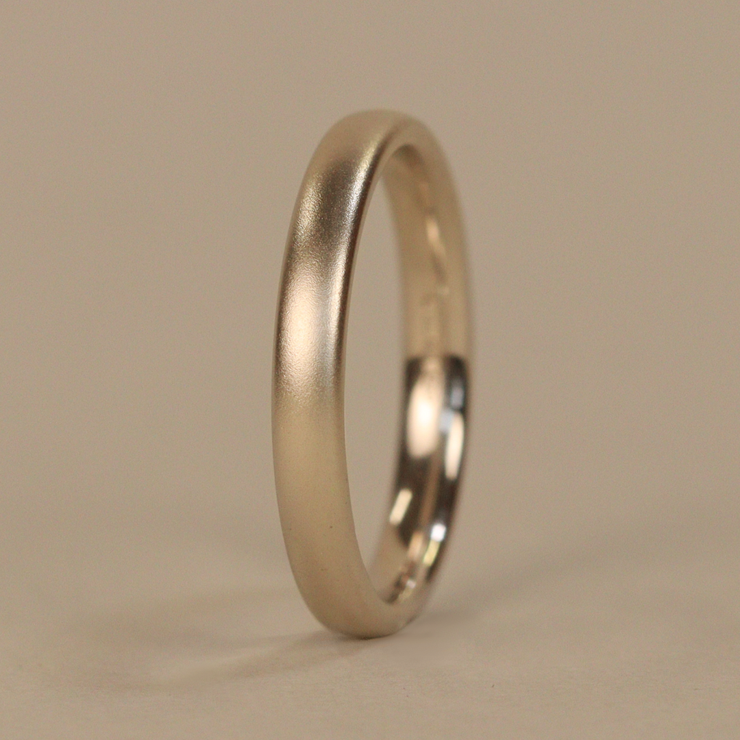 Slim Matt/Satin Precious Metal Wedding Ring - The Winter Gardens - Made-to-Order