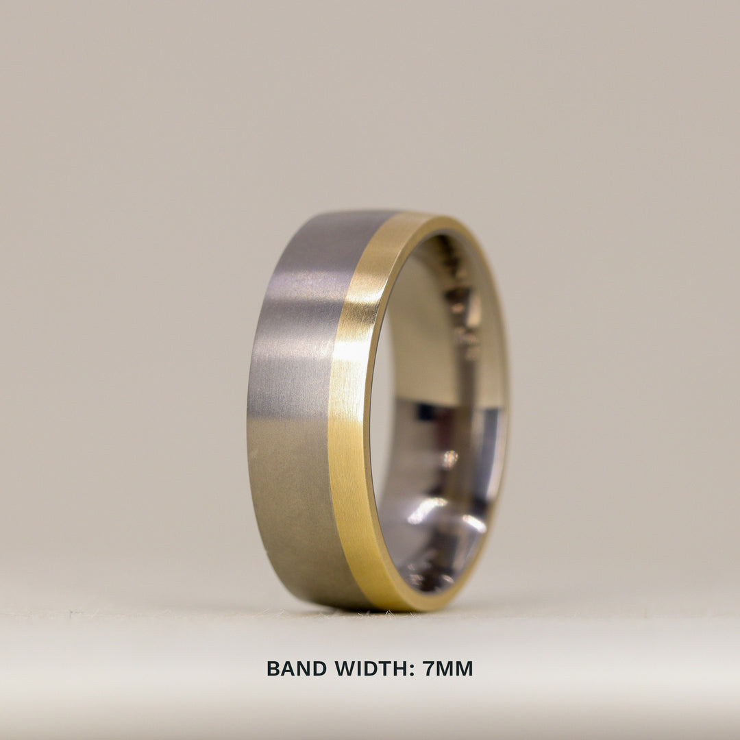 Rose or Yellow Gold Edge Design Titanium Wedding Ring - The Howden - Made-to-Order