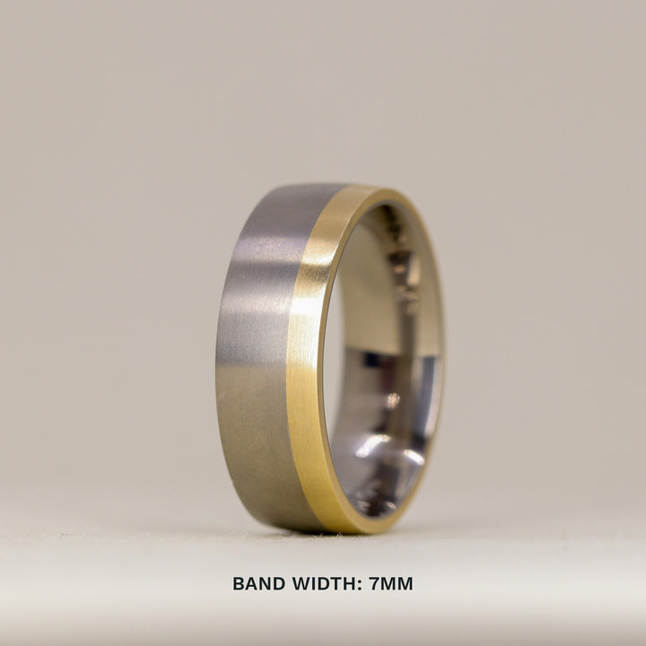 Rose or Yellow Gold Edge Design Titanium Wedding Ring - The Howden - Made-to-Order