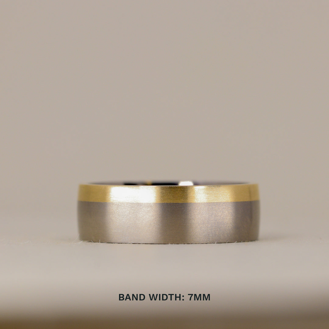 Rose or Yellow Gold Edge Design Titanium Wedding Ring - The Howden - Made-to-Order