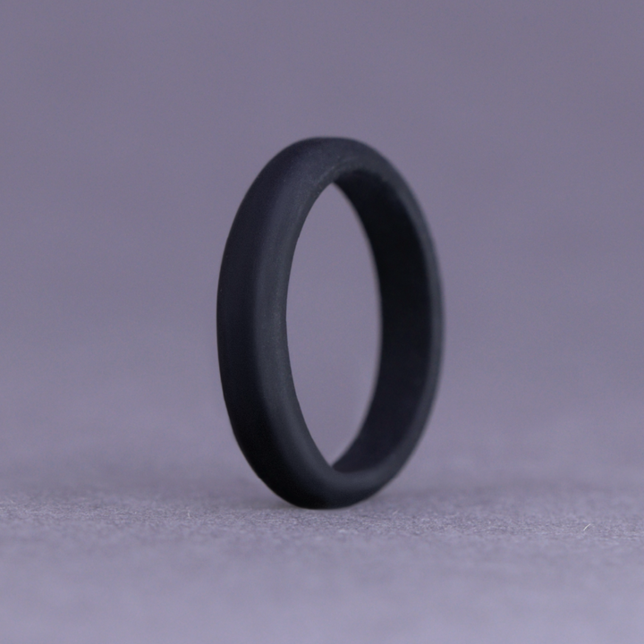 Black Silicone Slim Bevelled Edge Wedding Ring - The Sidekick