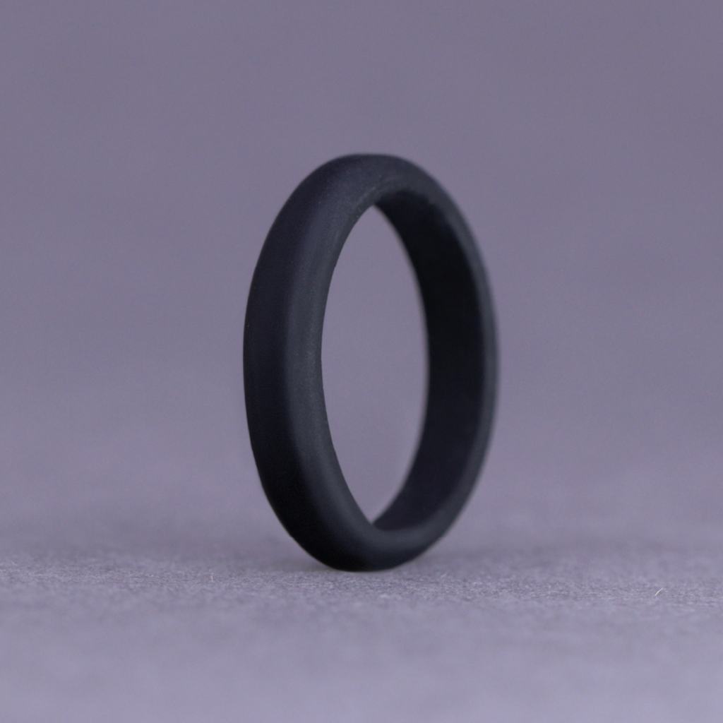 Black Silicone Slim Bevelled Edge Wedding Ring - The Sidekick