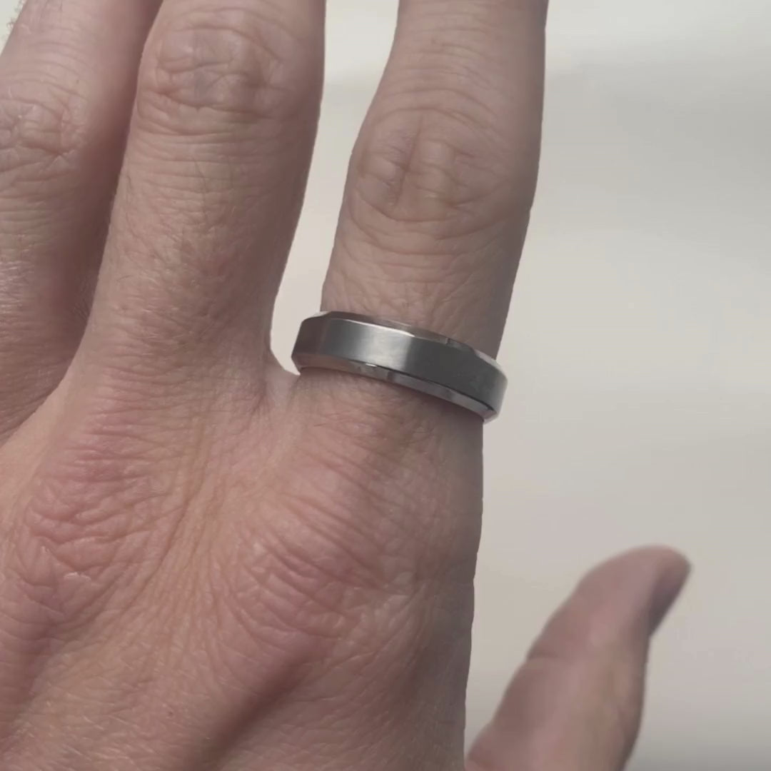 Bevelled Edge Titanium Wedding Ring - The Crookes Valley Ring