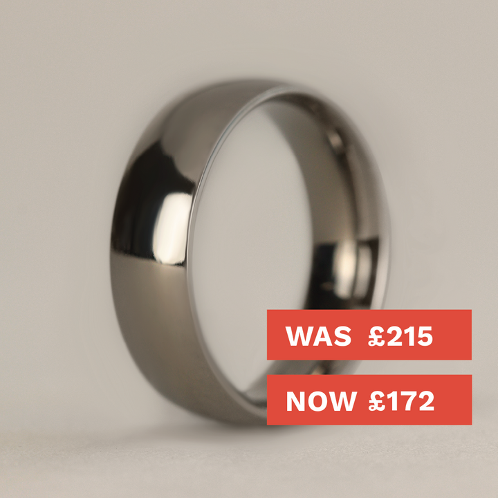 Polished Court Shaped Titanium Wedding Band - The Ruskin Green Ring