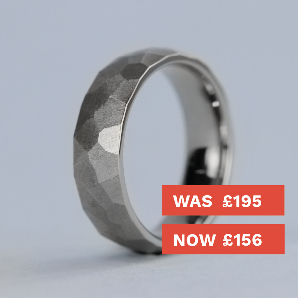 Hammered Effect Stainless Steel Wedding Ring - The Rivelin Valley