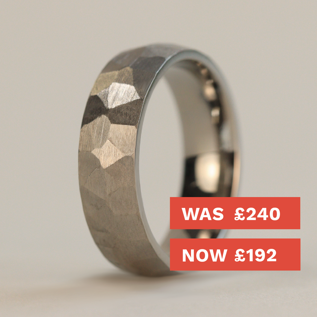 Hammered Effect Titanium Wedding Ring - The Rivelin Valley