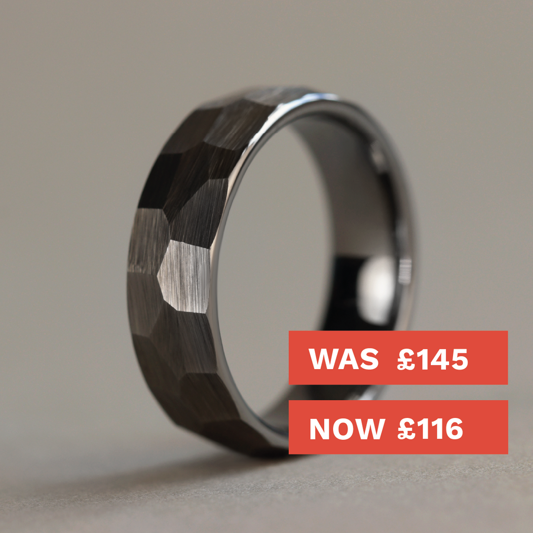 Hammered Effect Tungsten Wedding Ring - The Rivelin Valley