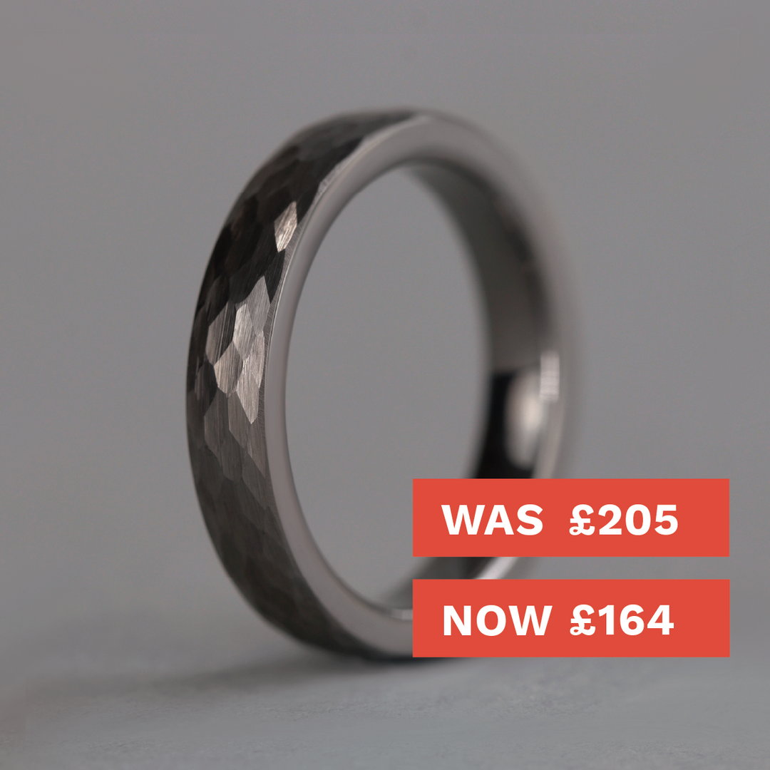 Hammered Effect 4.0mm Super Titanium Wedding Ring - Limited Edition - The Rivelin Valley