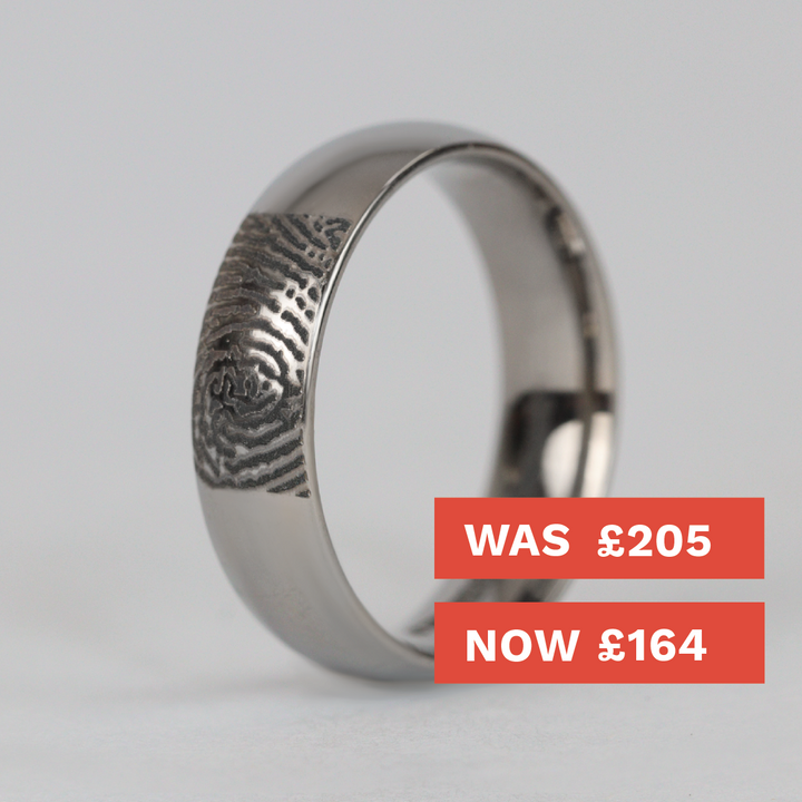 Personalised Fingerprint Ring - The Ruskin 2.0 Polished Stainless Steel Ring