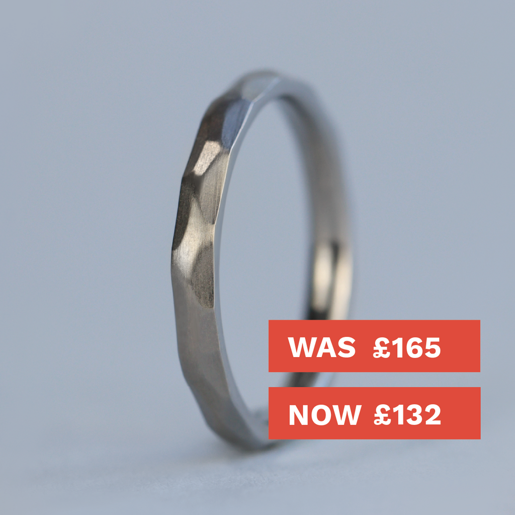 Slim Hammered Effect Stainless Steel Wedding Ring - The Beauchief