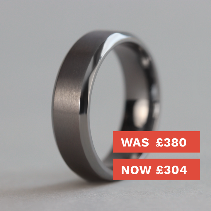 Bevelled Edge Tantalum Wedding Ring - The Crookes Valley Ring