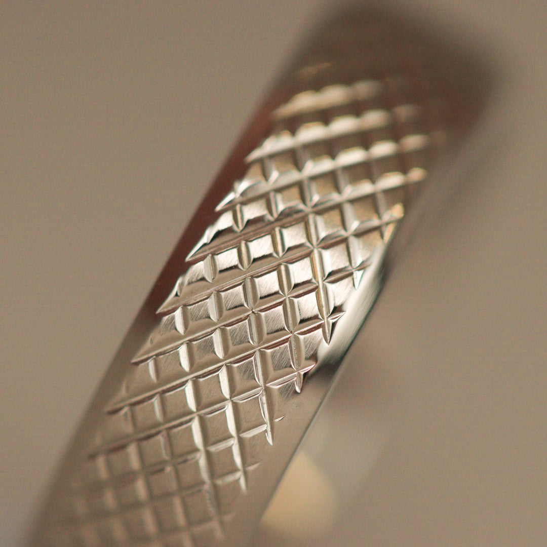 Knurled Effect Bevelled Edge Titanium Wedding Ring - The Park Hill